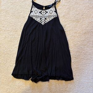 American Eagle Outfitters Black Top with White Pattern